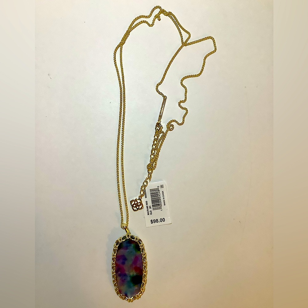 Kendra Scott Macrame Reid Teal Tie Dye Illusion Necklace New - Picture 3 of 4